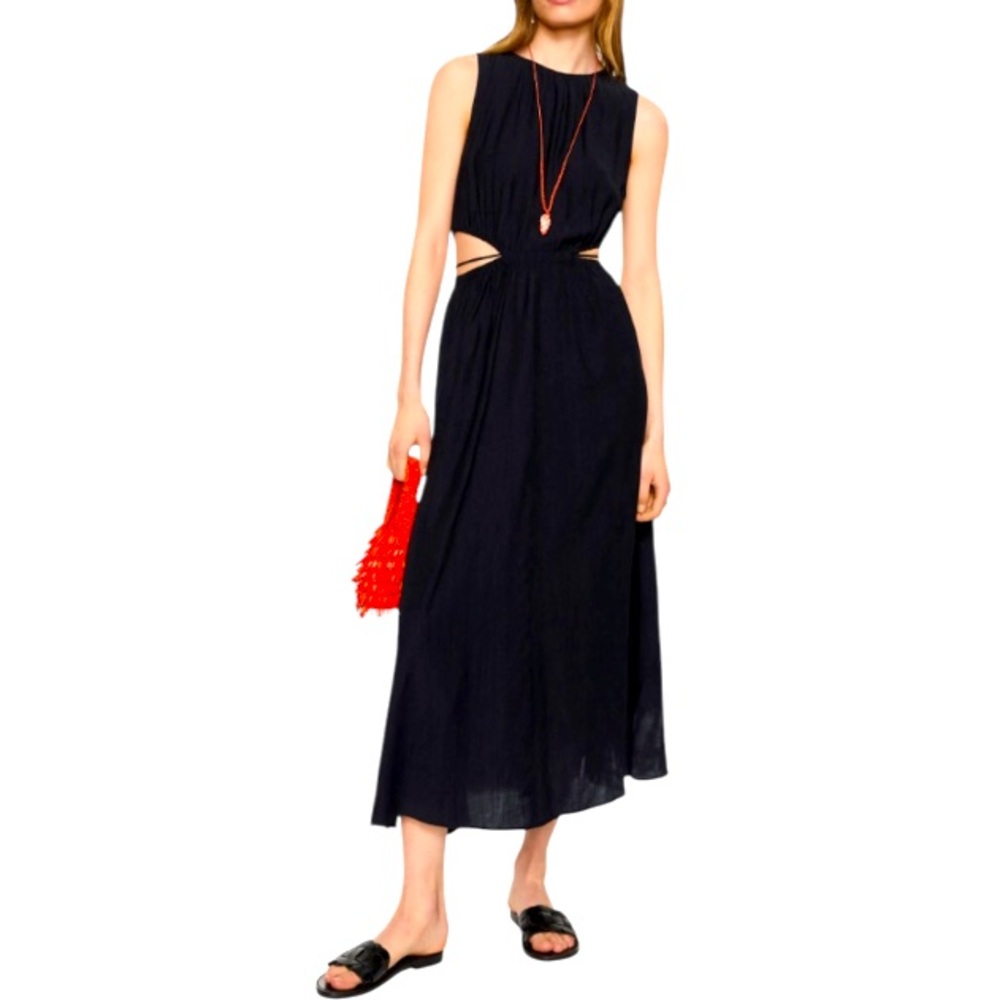Mango Mid Black Side Cutout Dress Size M